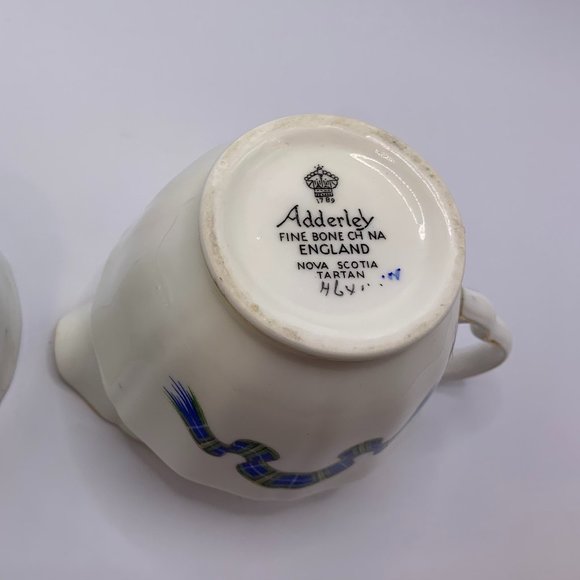1960s Adderley Bone China Mini Creamer & Open Sugar Bowl Set- Nova Scotia Tartan - Picture 6 of 6